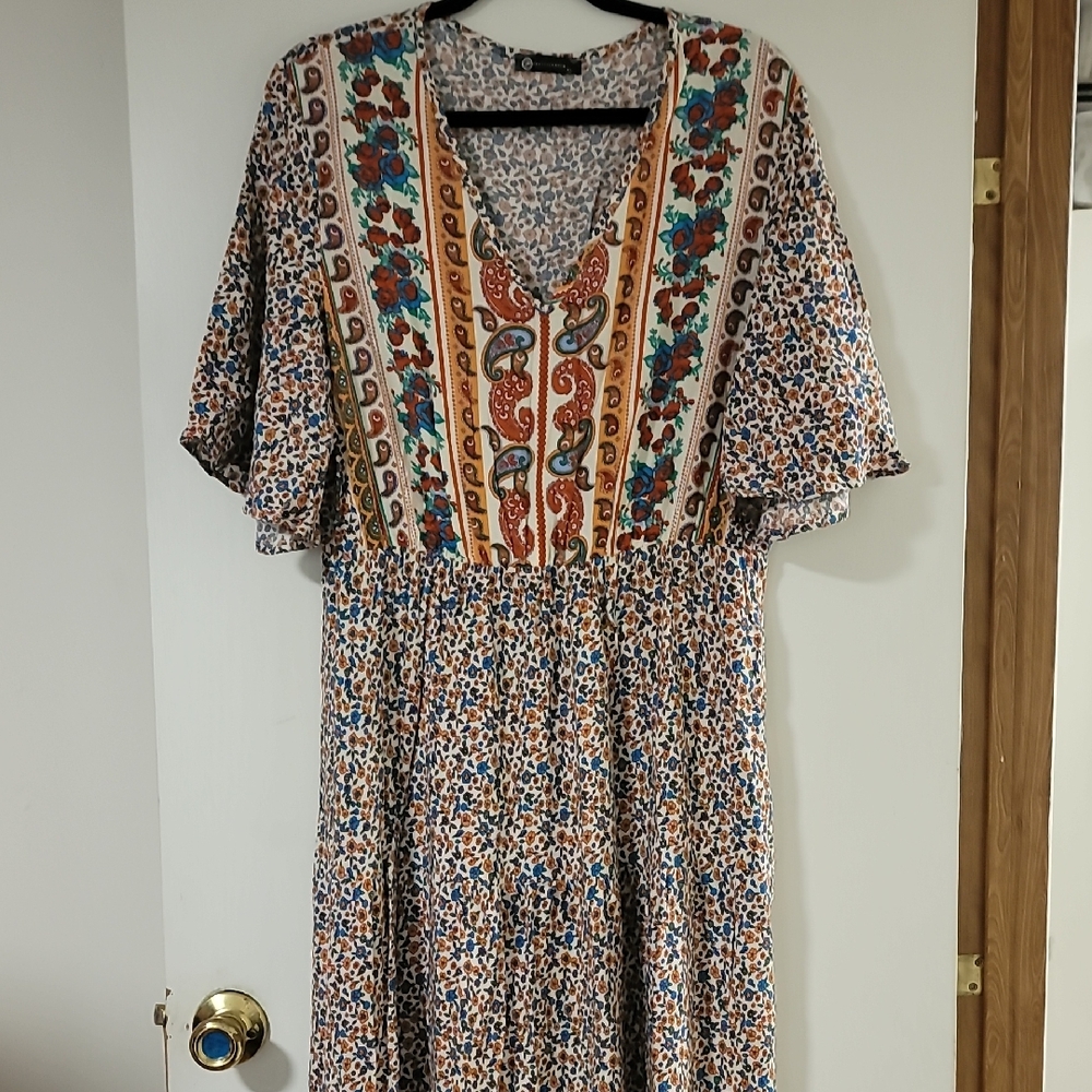 Boho Paisley Maxi Dress in Multicolor